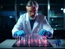 Male scientist conducting experiments in a high tech lab AI Generative photo