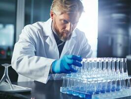Male scientist conducting experiments in a high tech lab AI Generative photo