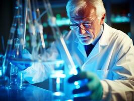Male scientist conducting experiments in a high tech lab AI Generative photo