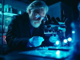 Male scientist conducting experiments in a high tech lab AI Generative photo