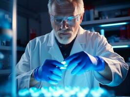 Male scientist conducting experiments in a high tech lab AI Generative photo