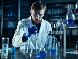 Male scientist conducting experiments in a high tech lab AI Generative photo