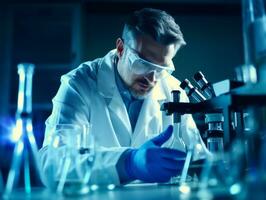 Male scientist conducting experiments in a high tech lab AI Generative photo