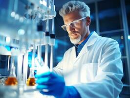 Male scientist conducting experiments in a high tech lab AI Generative photo