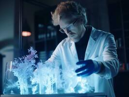 Male scientist conducting experiments in a high tech lab AI Generative photo