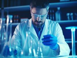 Male scientist conducting experiments in a high tech lab AI Generative photo