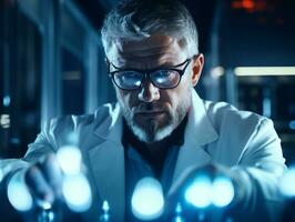 Male scientist conducting experiments in a high tech lab AI Generative photo