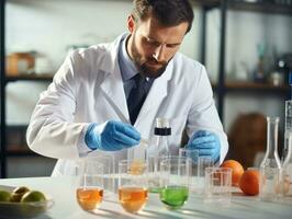 Male scientist conducting experiments in a high tech lab AI Generative photo