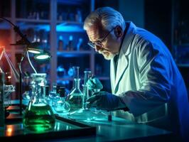 Male scientist conducting experiments in a high tech lab AI Generative photo