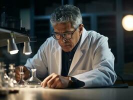 Male scientist conducting experiments in a high tech lab AI Generative photo