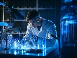 Male scientist conducting experiments in a high tech lab AI Generative photo