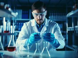 Male scientist conducting experiments in a high tech lab AI Generative photo