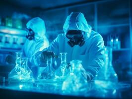 Male scientist conducting experiments in a high tech lab AI Generative photo