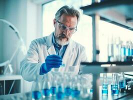 Male scientist conducting experiments in a high tech lab AI Generative photo