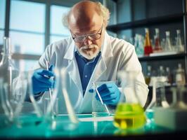 Male scientist conducting experiments in a high tech lab AI Generative photo