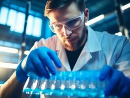 Male scientist conducting experiments in a high tech lab AI Generative photo