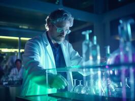 Male scientist conducting experiments in a high tech lab AI Generative photo