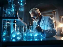 Male scientist conducting experiments in a high tech lab AI Generative photo