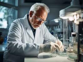 Male scientist conducting experiments in a high tech lab AI Generative photo