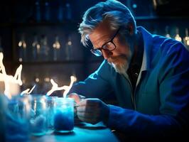 Male scientist conducting experiments in a high tech lab AI Generative photo