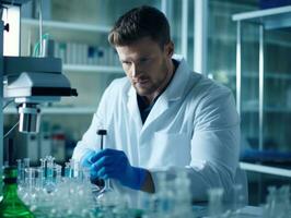 Male scientist conducting experiments in a high tech lab AI Generative photo