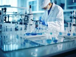 Male scientist conducting experiments in a high tech lab AI Generative photo