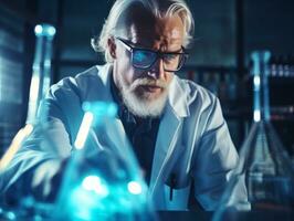 Male scientist conducting experiments in a high tech lab AI Generative photo