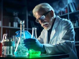 Male scientist conducting experiments in a high tech lab AI Generative photo