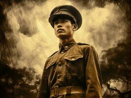 Man serves as a dedicated and fearless soldier AI Generative photo
