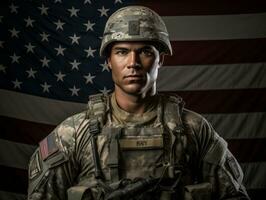 Man serves as a dedicated and fearless soldier AI Generative photo