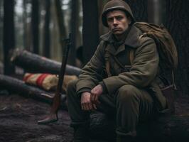 Man serves as a dedicated and fearless soldier AI Generative photo