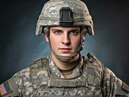 Man serves as a dedicated and fearless soldier AI Generative photo