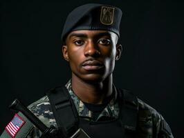 Man serves as a dedicated and fearless soldier AI Generative photo