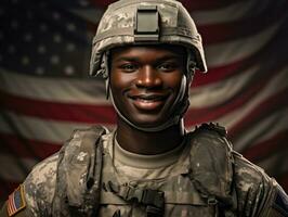 Man serves as a dedicated and fearless soldier AI Generative photo