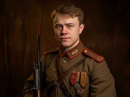 Man serves as a dedicated and fearless soldier AI Generative photo