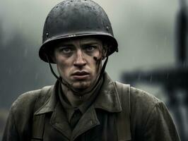 Man serves as a dedicated and fearless soldier AI Generative photo