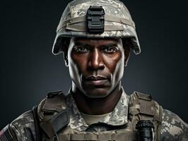 Man serves as a dedicated and fearless soldier AI Generative photo