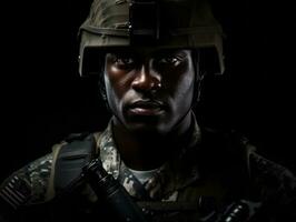 Man serves as a dedicated and fearless soldier AI Generative photo