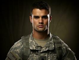 Man serves as a dedicated and fearless soldier AI Generative photo