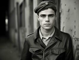 Man serves as a dedicated and fearless soldier AI Generative photo