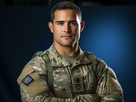 Man serves as a dedicated and fearless soldier AI Generative photo