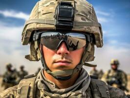 Man serves as a dedicated and fearless soldier AI Generative photo