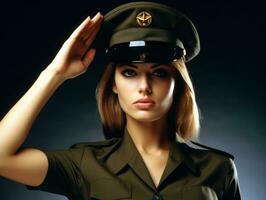 Woman serves as a dedicated and fearless soldier AI Generative photo