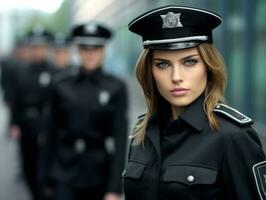 mujer sirve como un dedicado y audaz soldado ai generativo foto