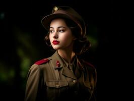 Woman serves as a dedicated and fearless soldier AI Generative photo