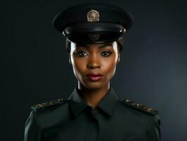 Woman serves as a dedicated and fearless soldier AI Generative photo