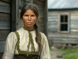 un de colores antiguo fotografía de un mujer desde el temprano 1900 ai generativo foto