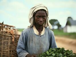 un de colores antiguo fotografía de un mujer desde el temprano 1900 ai generativo foto