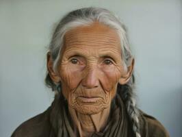An colored old photograph of a woman from the early 1900s AI Generative photo