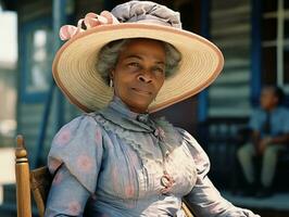 An colored old photograph of a woman from the early 1900s AI Generative photo